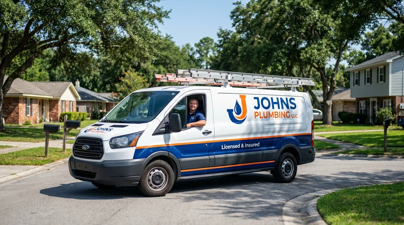 Johns Plumbing LLC service van in Watervliet, NY