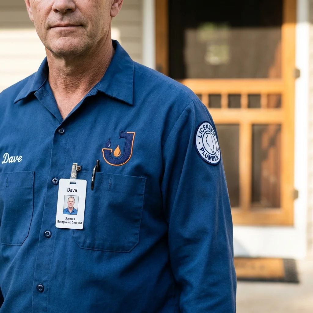 Licensed plumber showing ID badge in Watervliet, NY