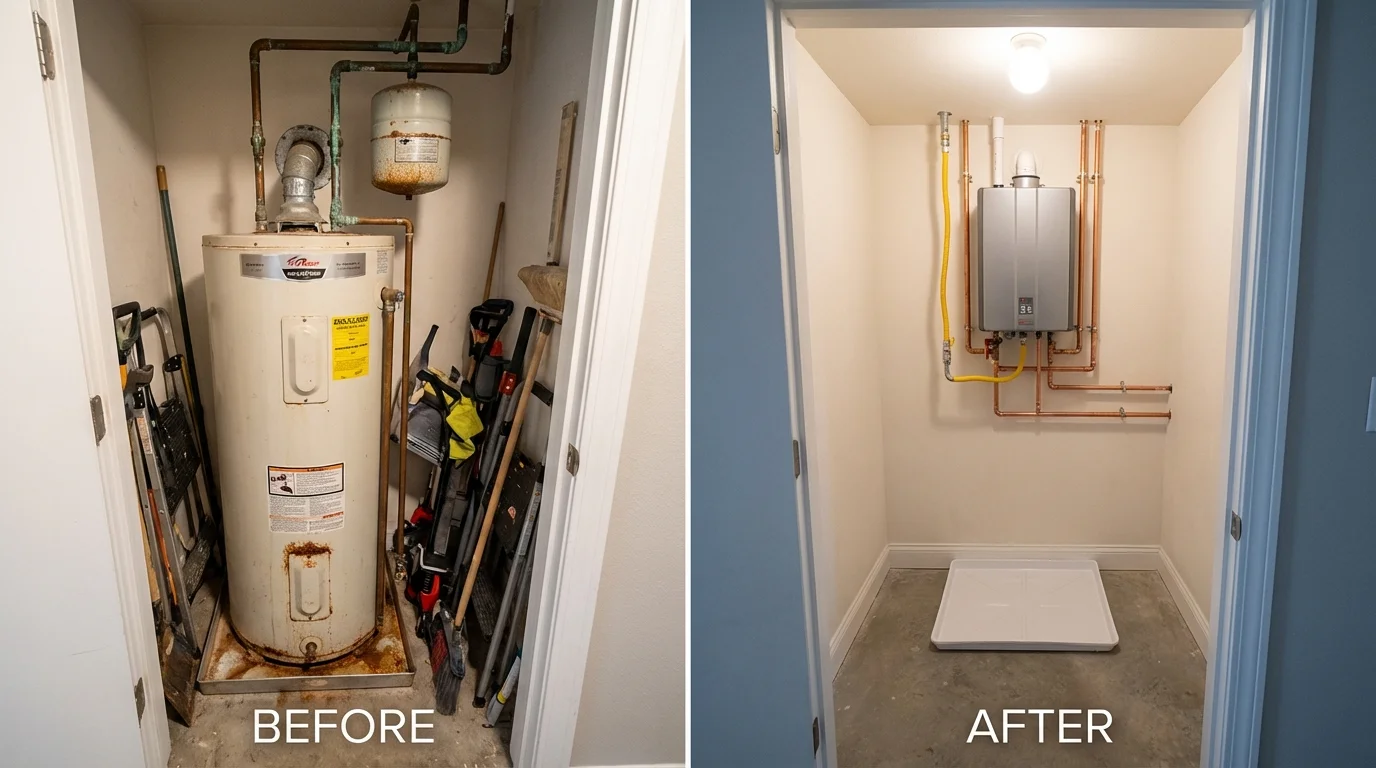 Tank water heater versus wall-mounted tankless unit comparison for Watervliet, NY homeowners